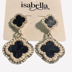Black and Silver Tone Dangle Earrings